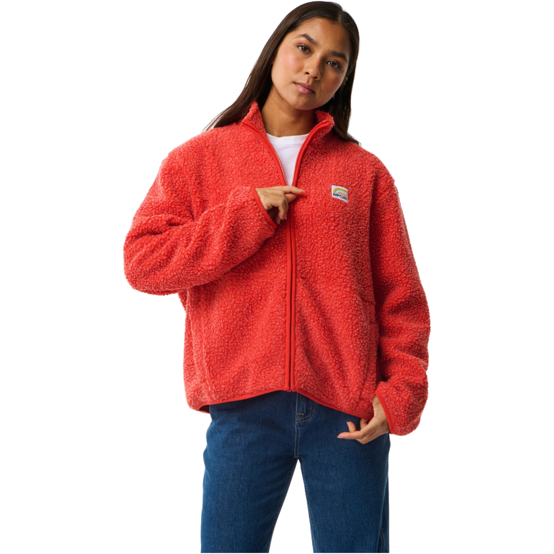 2026 Rip Curl Womens Every Day Polar Zip Thru Fleece 0B8WFL - Red